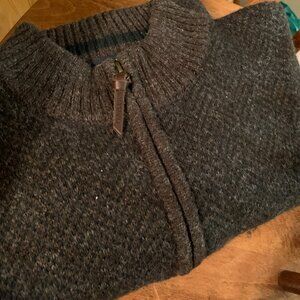 Pendleton 1/4 Zip Shetland Sweater Men's M Washable Wool Green Brown Herringone